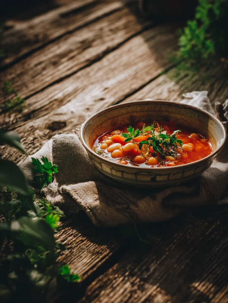 minestrone soup with fresh herbs