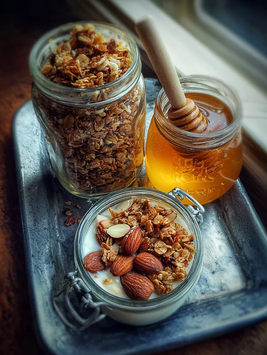 homemade granola with honey and almonds