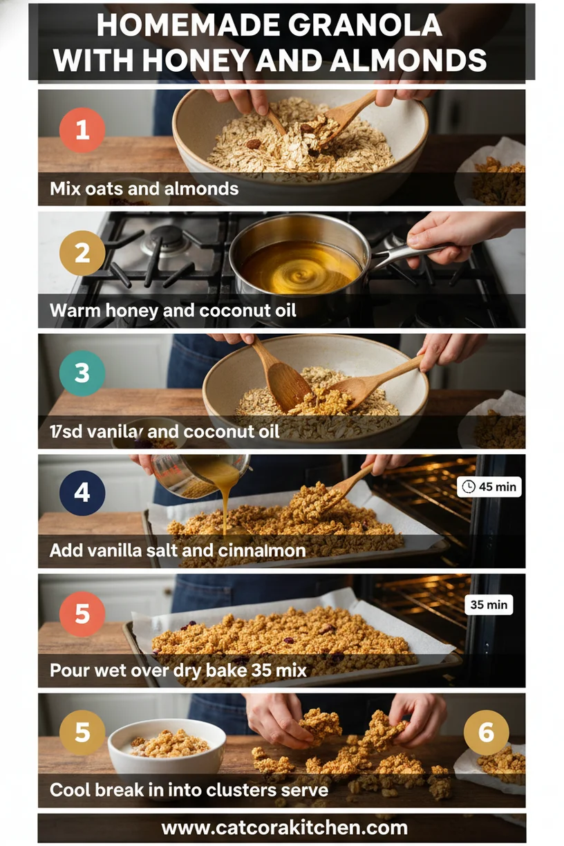 Homemade granola with honey and almonds How to Make