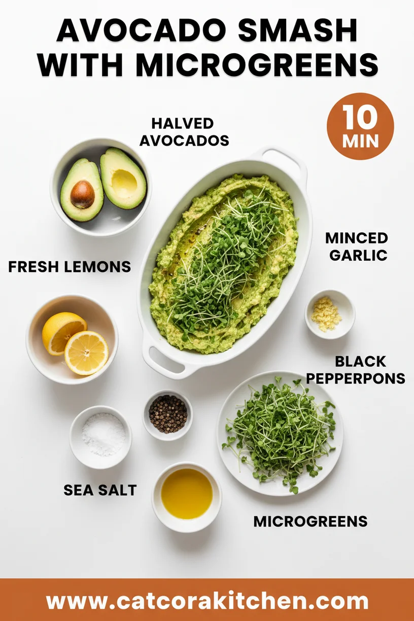 Avocado smash with microgreens ingredients