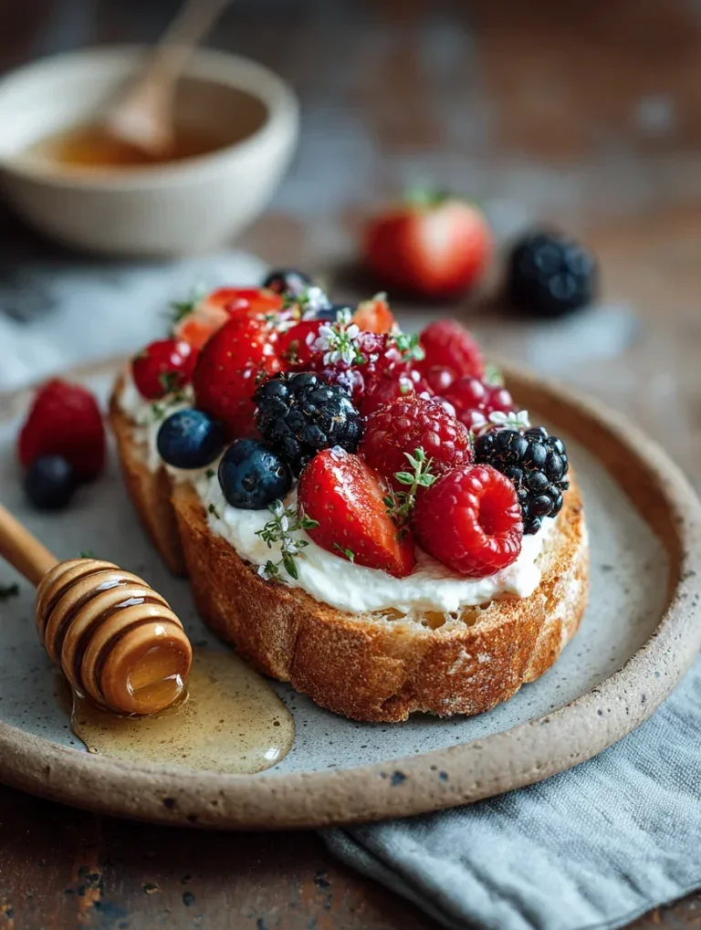 ricotta toast with honey and berries