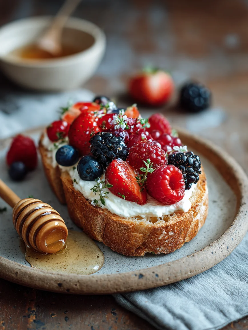 ricotta toast with honey and berries
