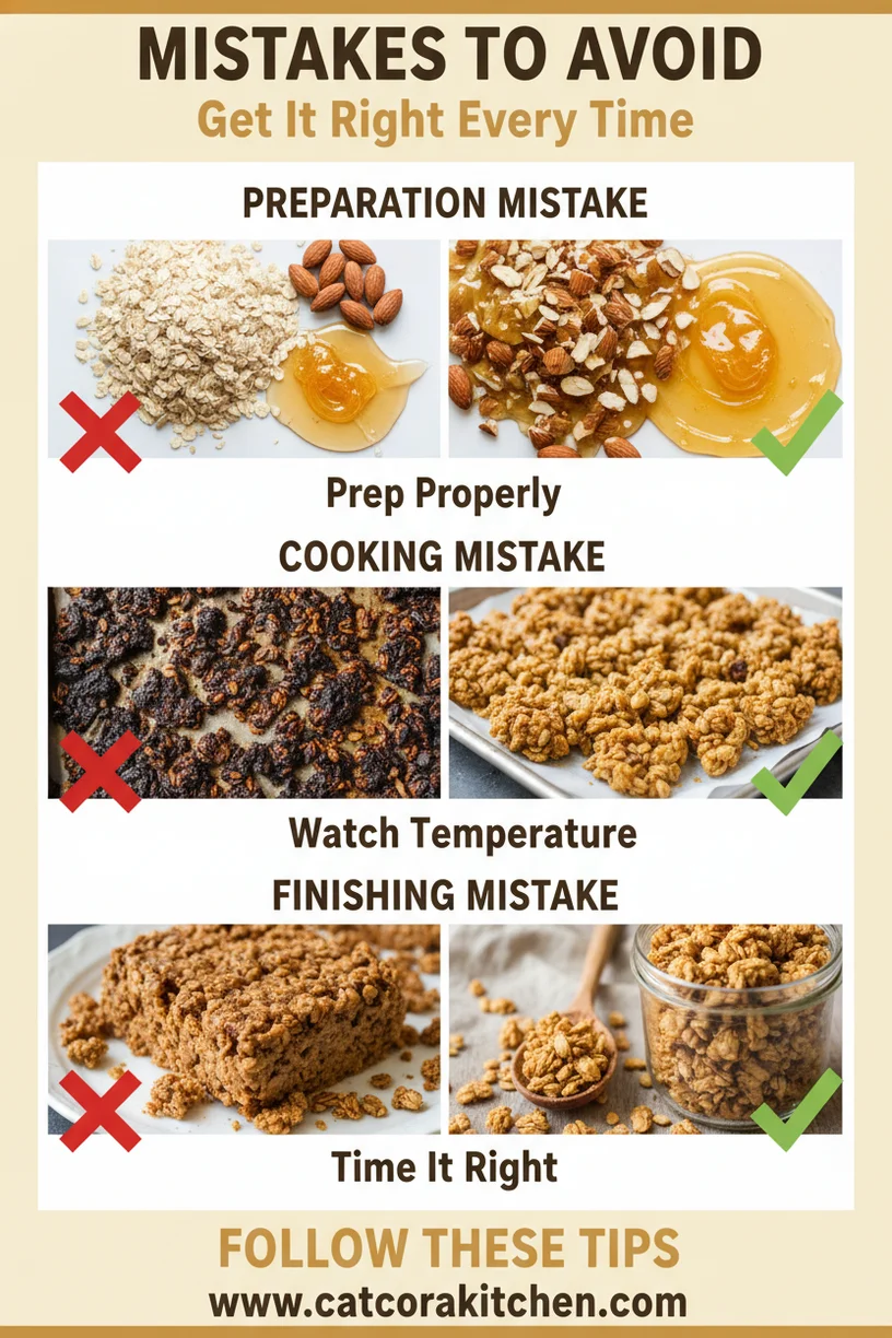 Homemade granola with honey and almonds common mistakes