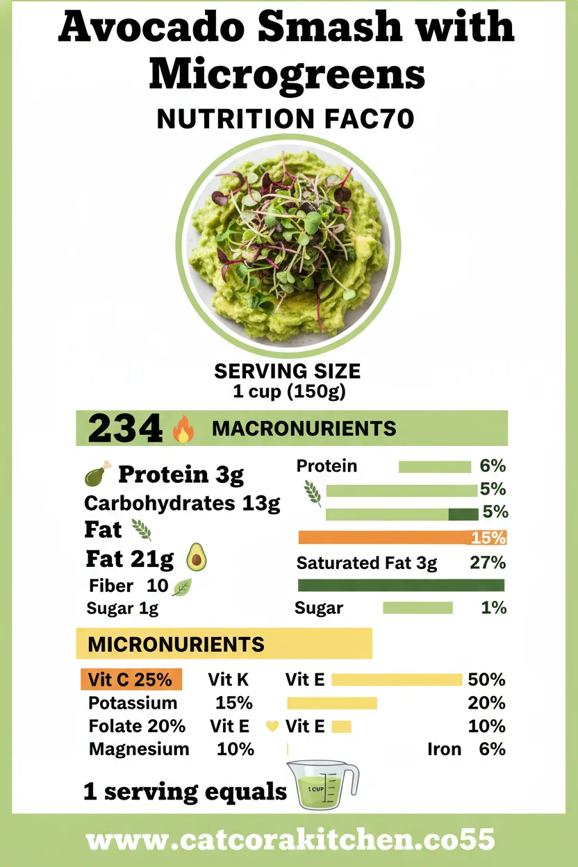 Avocado smash with microgreens nutritional information
