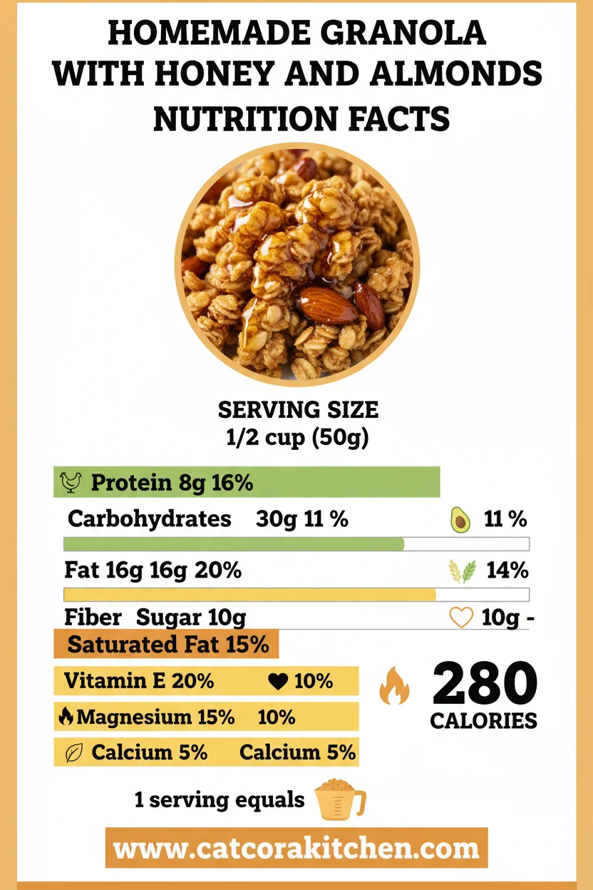 Homemade granola with honey and almonds nutritional information