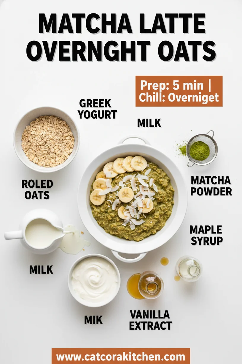 Matcha latte overnight oats ingredients