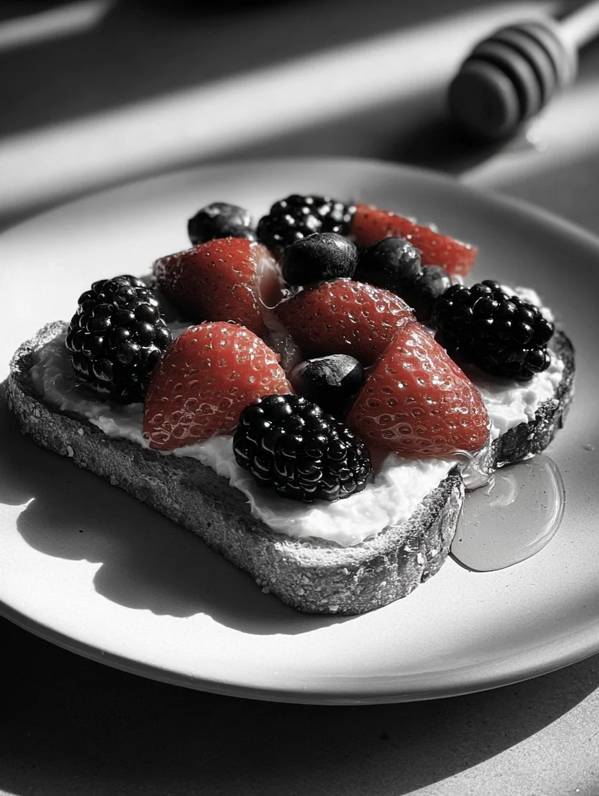 card recipe ingredients and instructions ricotta toast with honey and berries